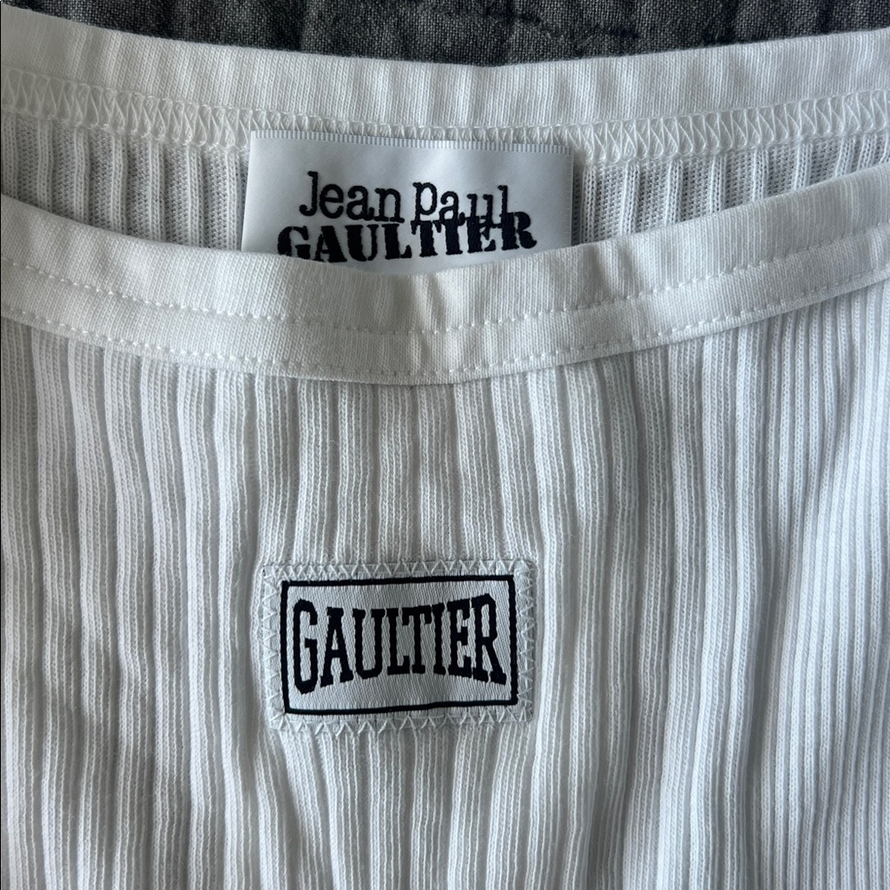 Jean Paul Gaultier White Ribbed Tee - Picture 2 of 3